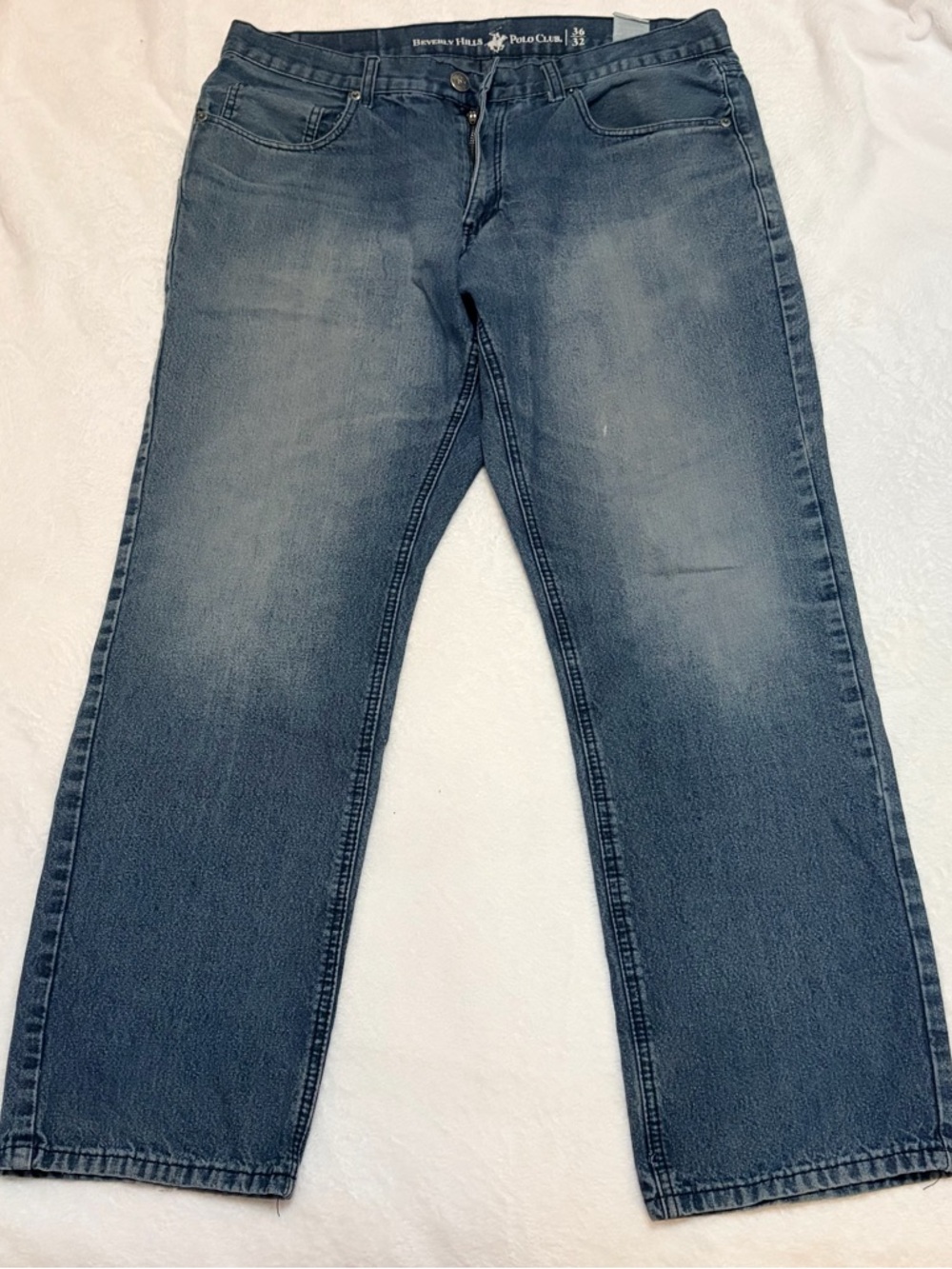 Beverly Hills Polo Club Men’s Straight Jeans - Faded Blue Wash